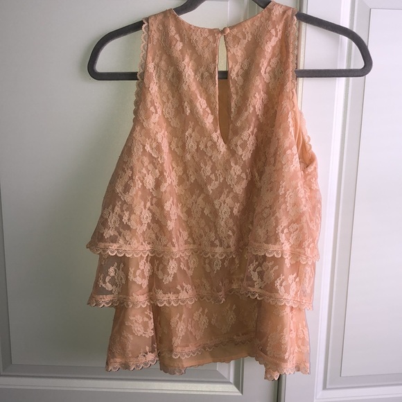 Elegant Lace Layered Peach Top - Picture 4 of 15